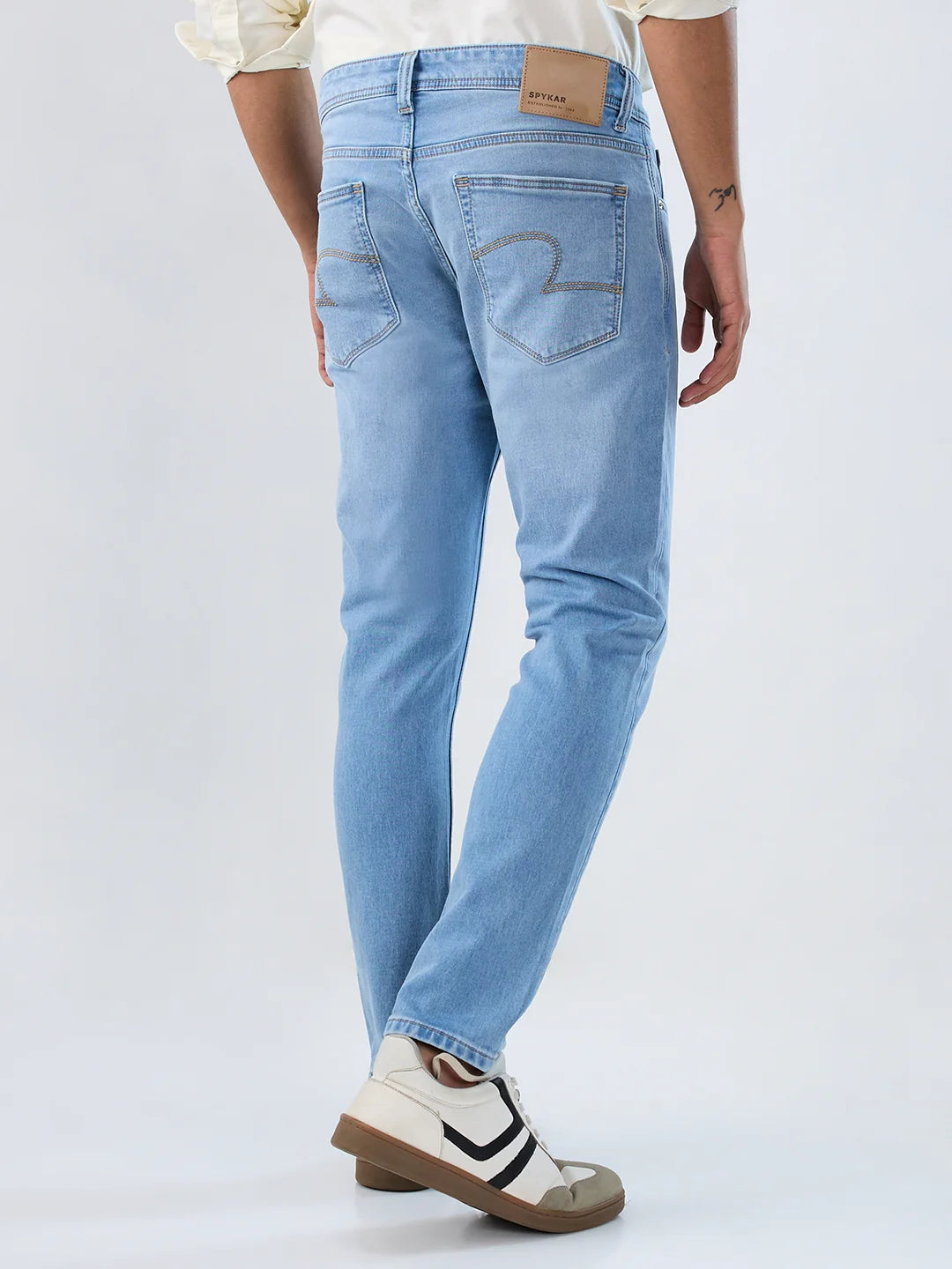 Men Jeans Slim Fit Light Blue Mid Rise