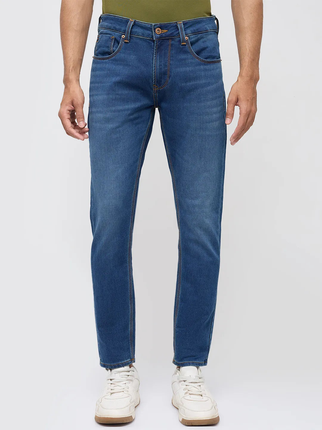 Men Kano Jeans Slim Fit Mid Blue Mid Rise