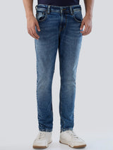 Men Jeans Slim Fit Mid Blue Mid Rise