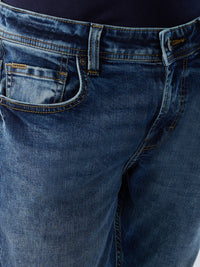 Men Jeans Slim Fit Mid Blue Mid Rise