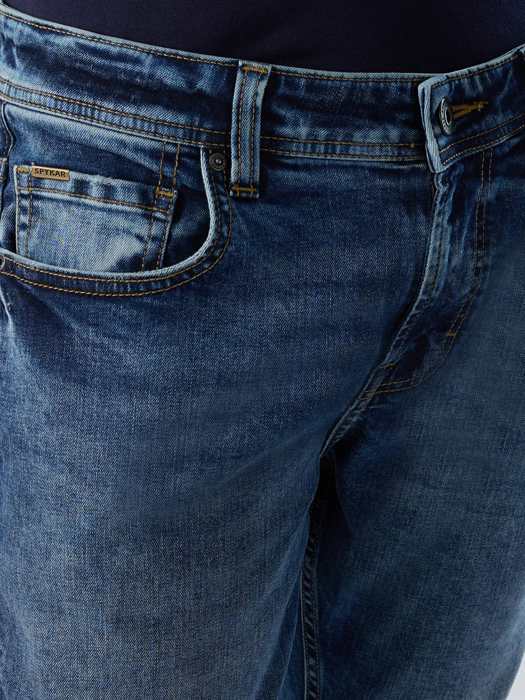 Men Jeans Slim Fit Mid Blue Mid Rise