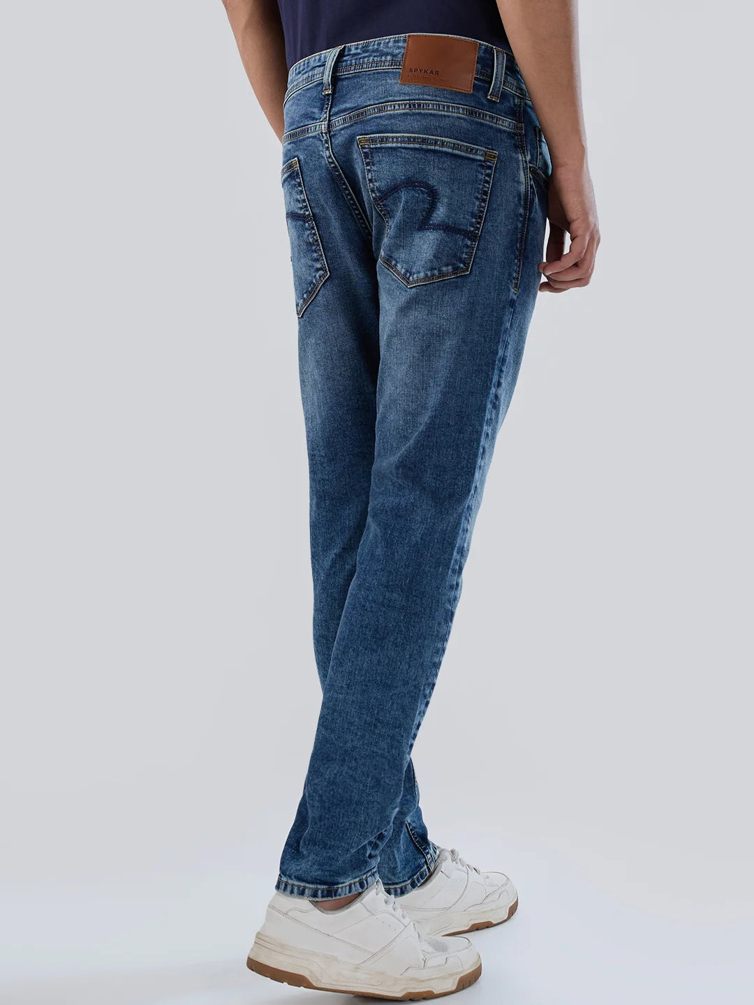 Men Jeans Slim Fit Mid Blue Mid Rise