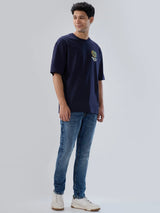 Men Jeans Slim Fit Mid Blue Mid Rise