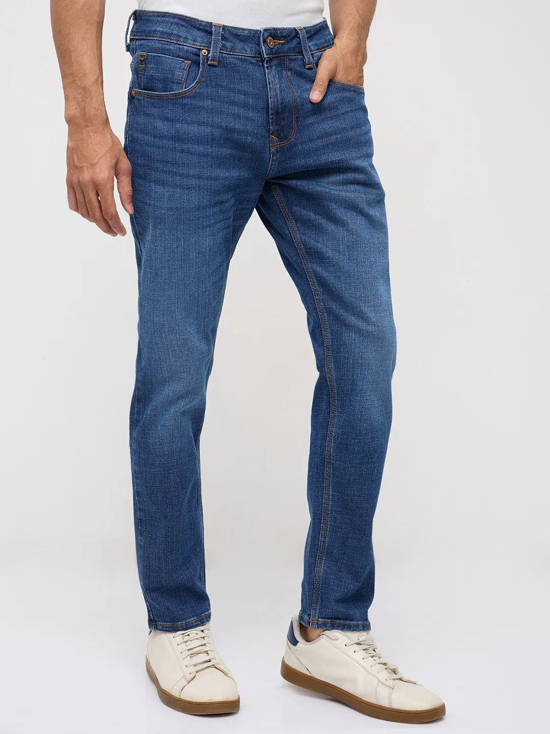 Men Kano Jeans Slim Fit Mid Blue Mid Rise