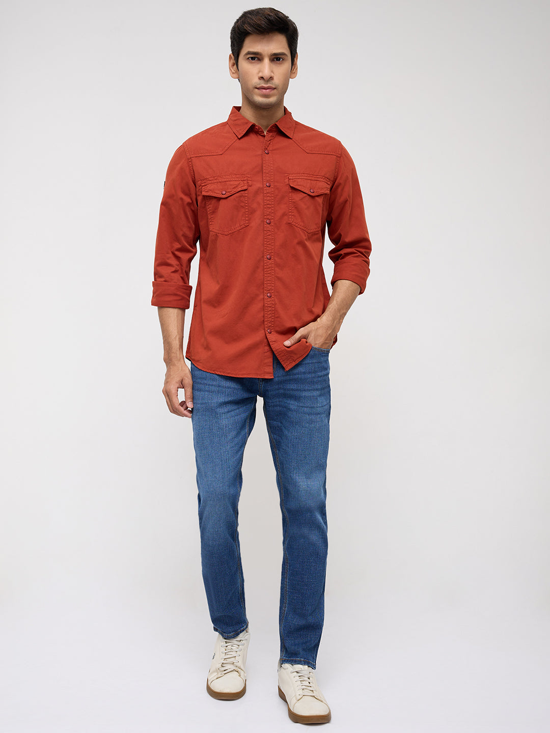 Men Kano Jeans Slim Fit Mid Blue Mid Rise
