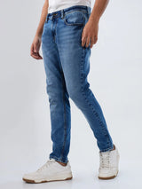 Men Jeans Slim Fit Mid Blue Mid Rise