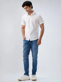 Men Jeans Slim Fit Mid Blue Mid Rise