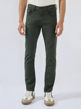 Men Kano Jeans Slim Fit Green Mid Rise