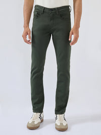 Men Kano Jeans Slim Fit Green Mid Rise
