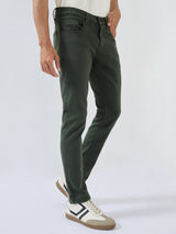 Men Kano Jeans Slim Fit Green Mid Rise