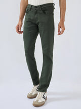 Men Kano Jeans Slim Fit Green Mid Rise