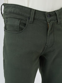 Men Kano Jeans Slim Fit Green Mid Rise