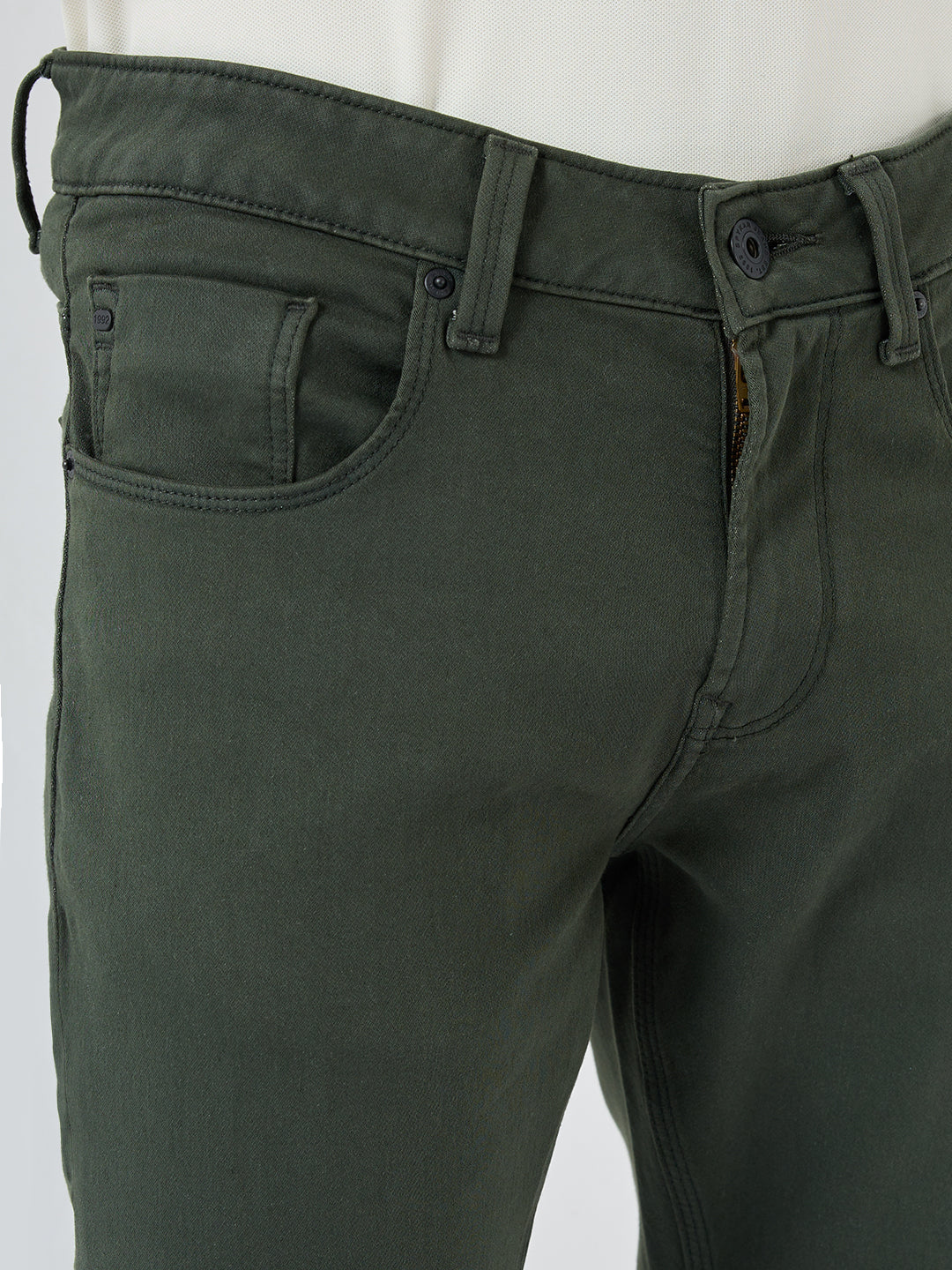 Men Kano Jeans Slim Fit Green Mid Rise