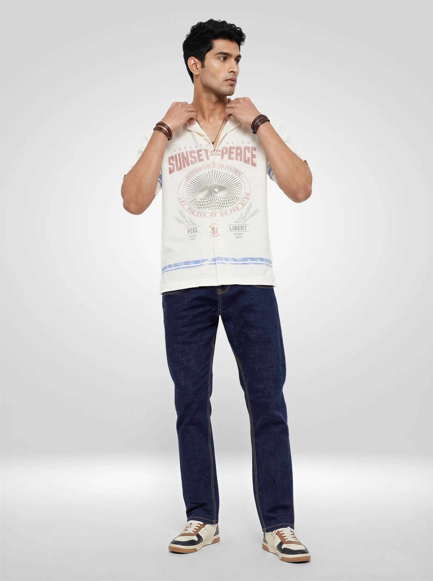 Men Kano Jeans Slim Fit Blue Mid Rise