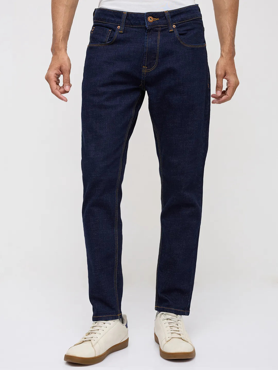 Men Kano Jeans Slim Fit Blue Mid Rise