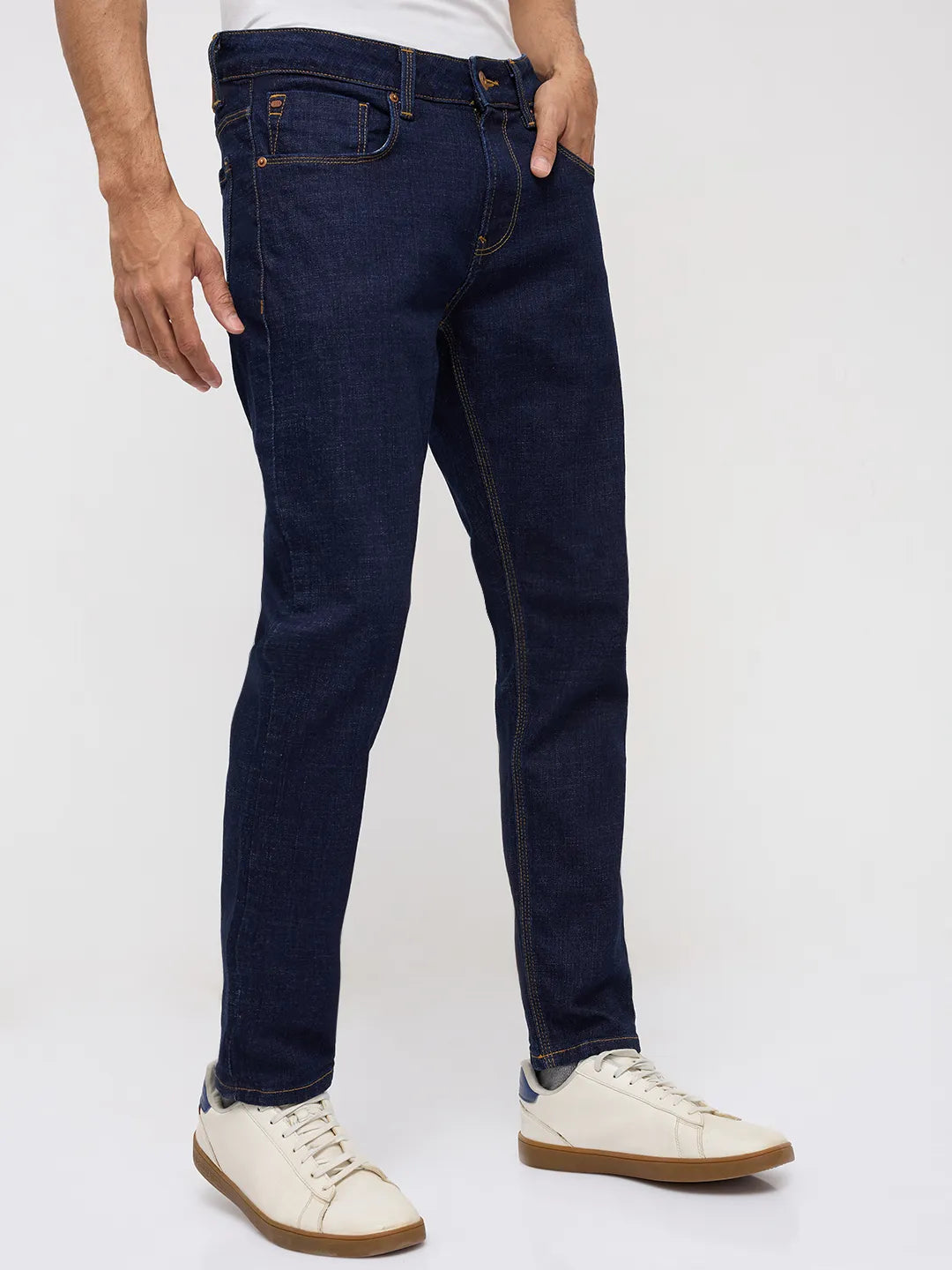Men Kano Jeans Slim Fit Blue Mid Rise