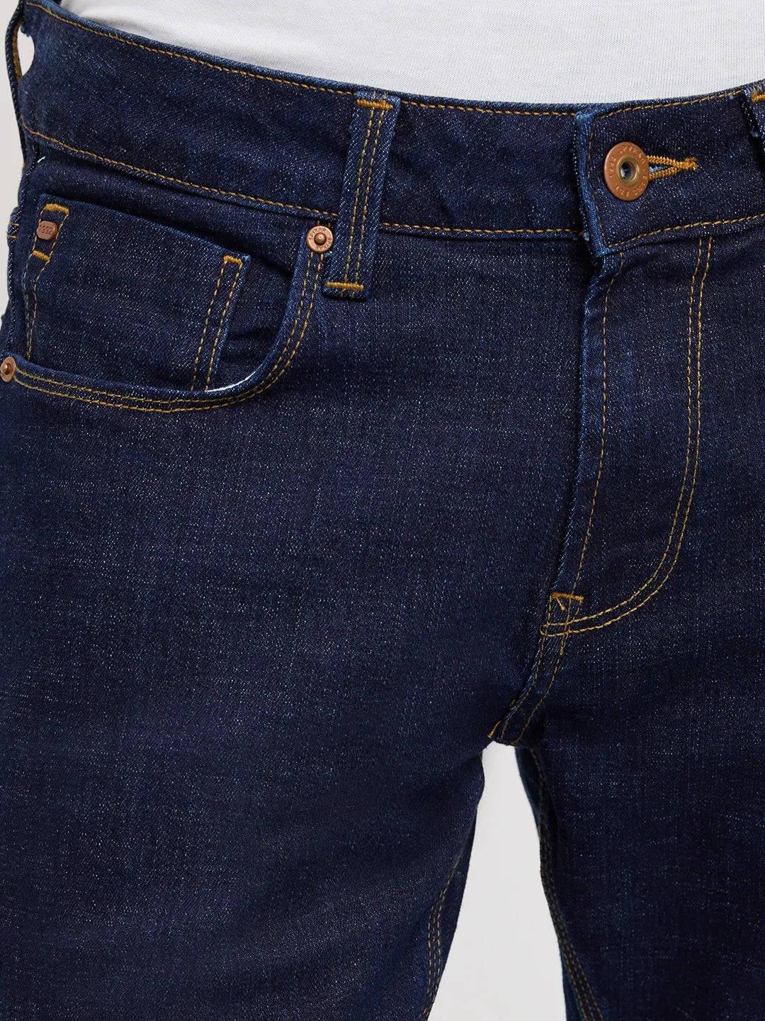 Men Kano Jeans Slim Fit Blue Mid Rise