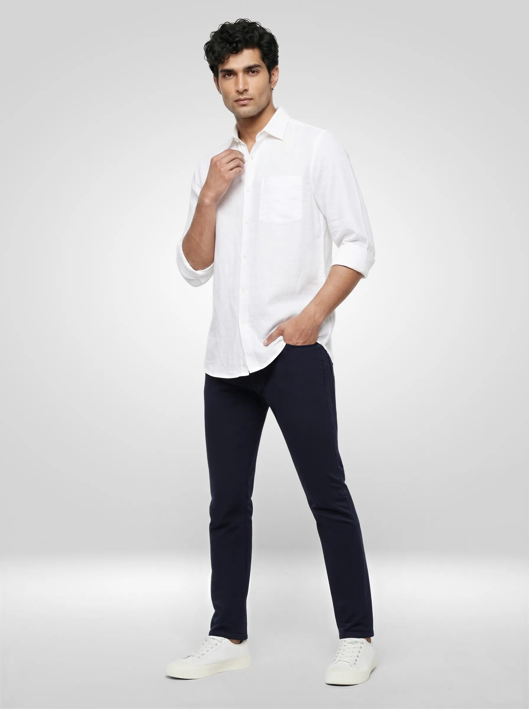 Men Kano Jeans Slim Fit Blue Mid Rise