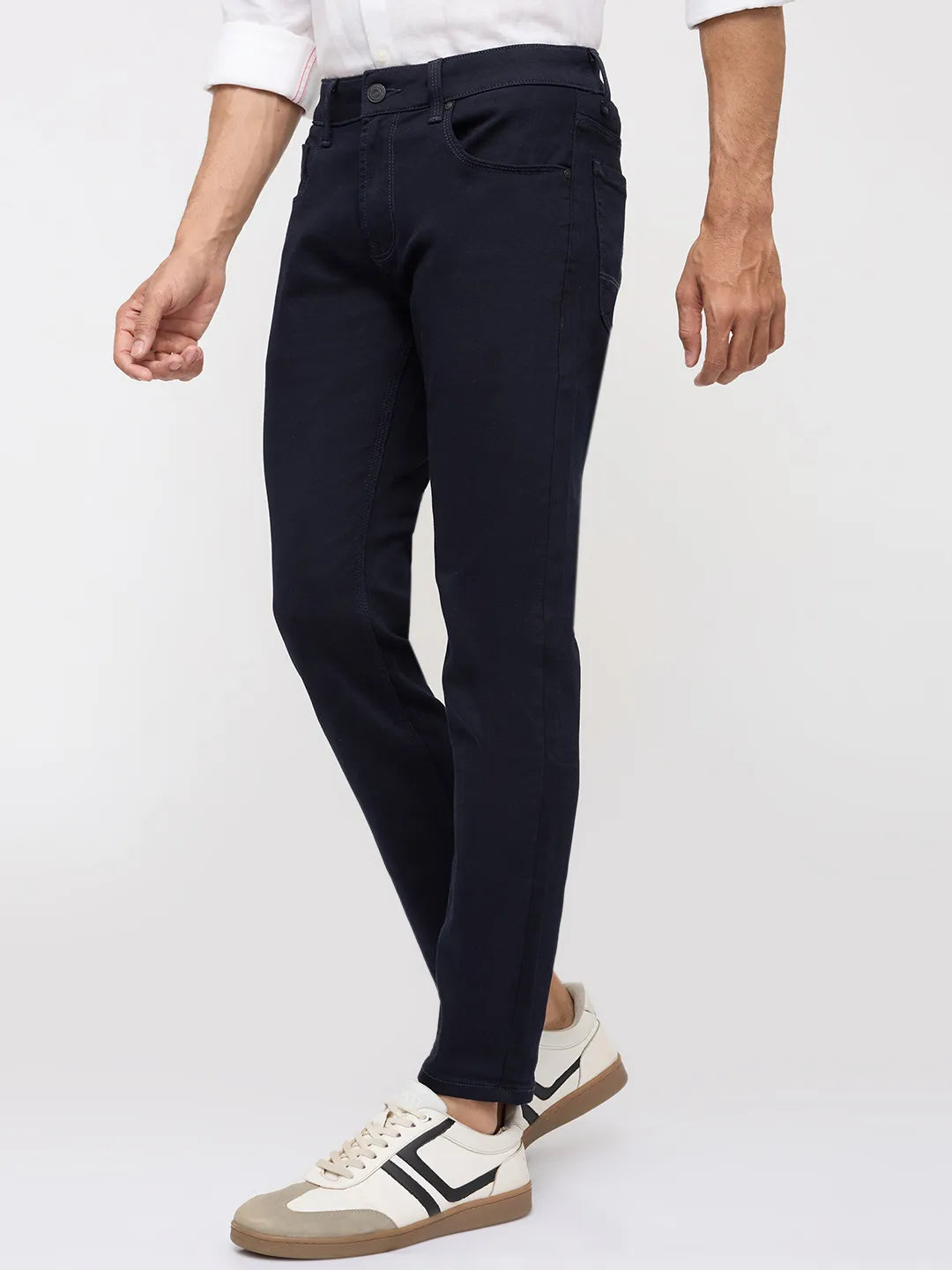 Men Kano Jeans Slim Fit Blue Mid Rise