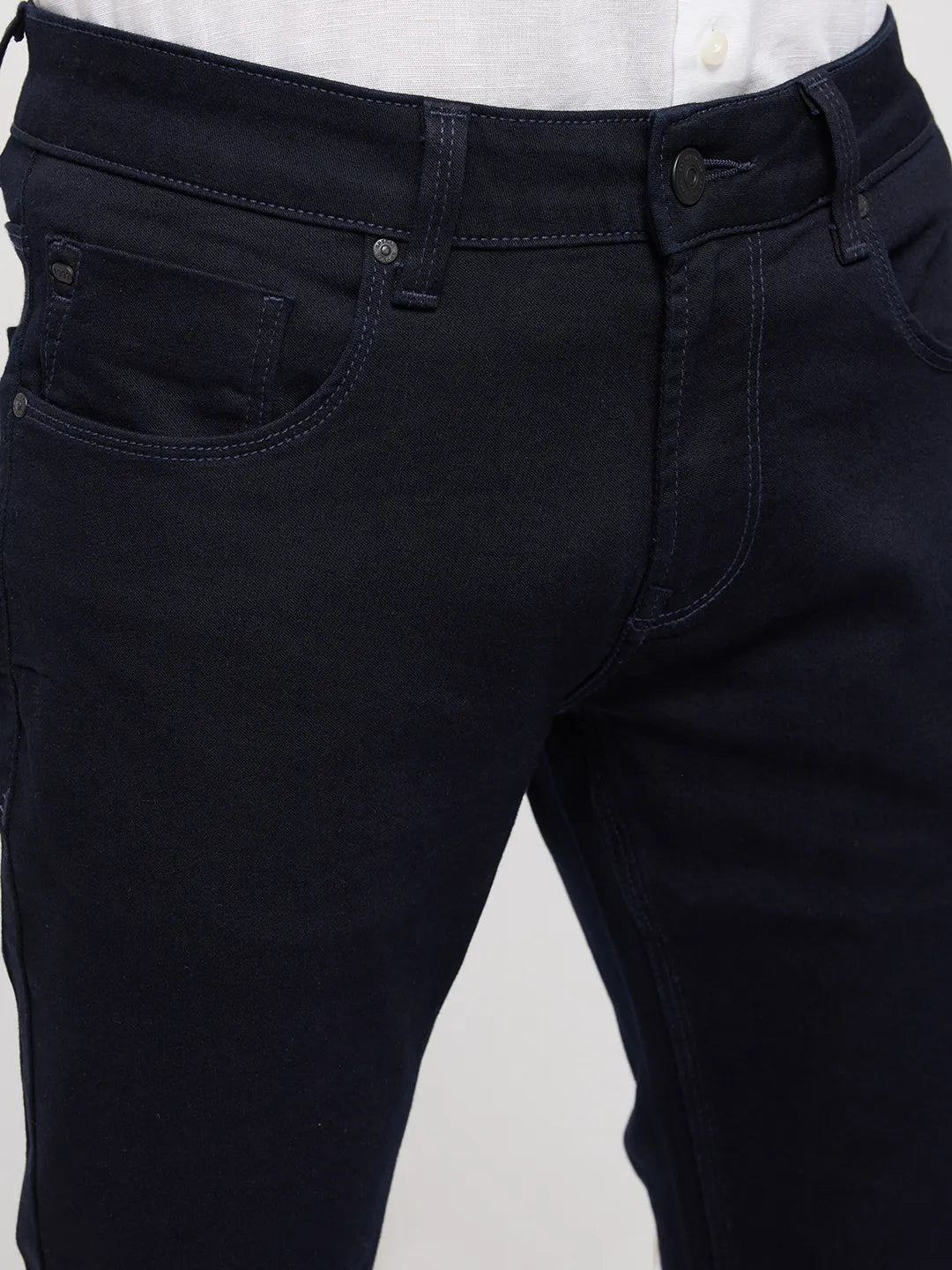 Men Kano Jeans Slim Fit Blue Mid Rise