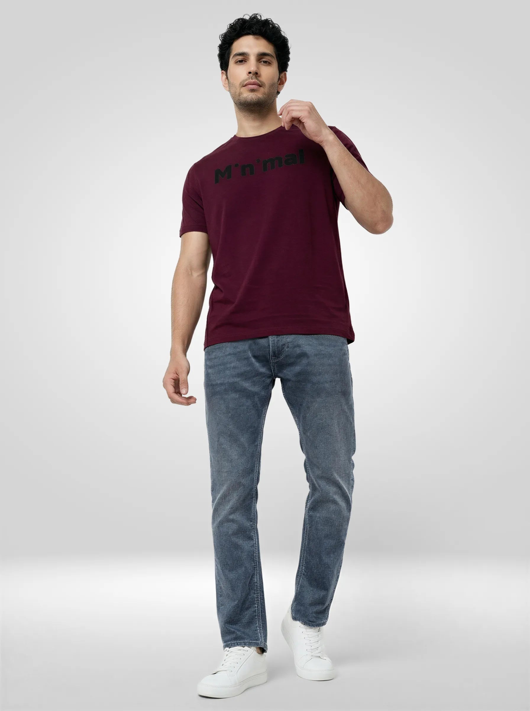 Men Kano Jeans Slim Fit Grey Mid Rise