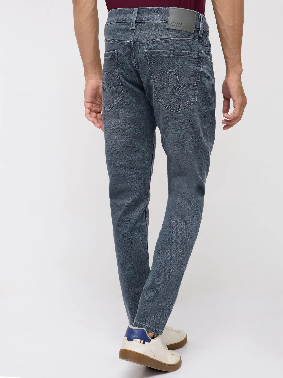 Men Kano Jeans Slim Fit Grey Mid Rise