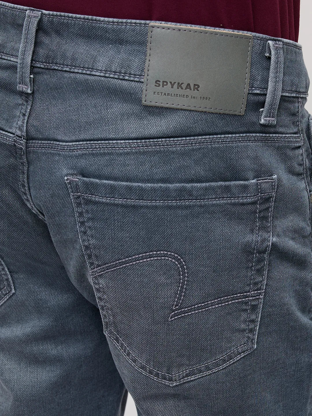 Men Kano Jeans Slim Fit Grey Mid Rise