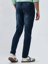 Men Jeans Slim Fit Vintage Blue Mid Rise