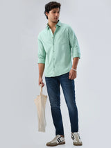 Men Jeans Slim Fit Vintage Blue Mid Rise