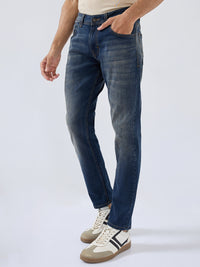 Men Kano Jeans Slim Fit Vintage Blue Mid Rise