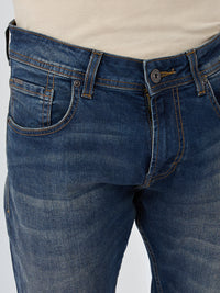 Men Kano Jeans Slim Fit Vintage Blue Mid Rise