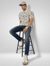 Men Kano Jeans Slim Fit Vintage Blue Mid Rise