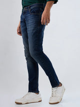 Men Jeans Slim Fit Vintage Blue Mid Rise