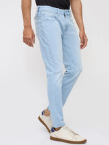 Men Kano Jeans Slim Fit Light Blue Mid Rise