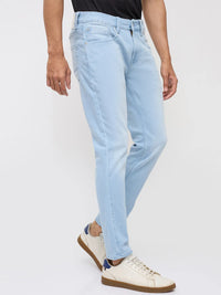 Men Kano Jeans Slim Fit Light Blue Mid Rise