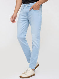 Men Kano Jeans Slim Fit Light Blue Mid Rise