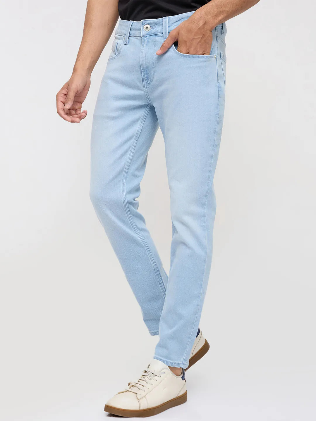 Men Kano Jeans Slim Fit Light Blue Mid Rise