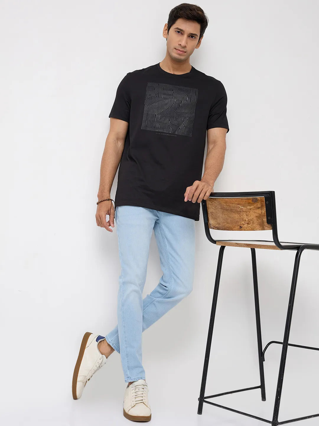 Men Kano Jeans Slim Fit Light Blue Mid Rise