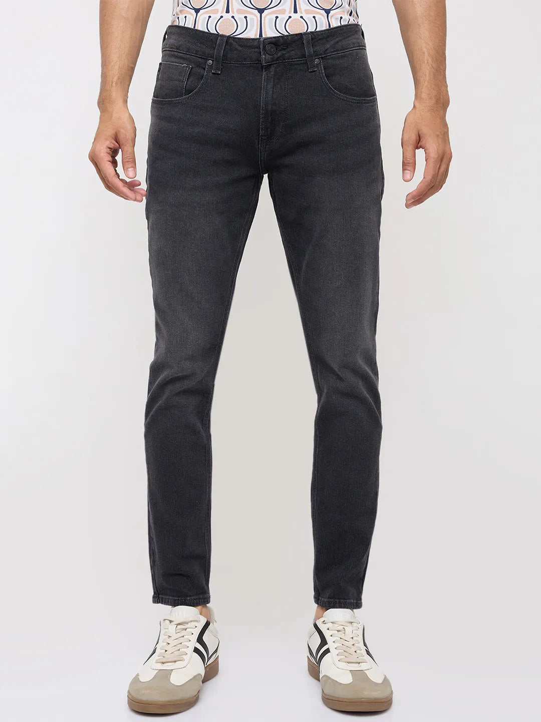 Men Kano Jeans Slim Fit Black Mid Rise