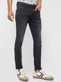 Men Kano Jeans Slim Fit Black Mid Rise