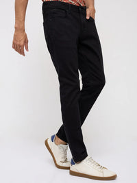 Men Kano Jeans Slim Fit Black Mid Rise
