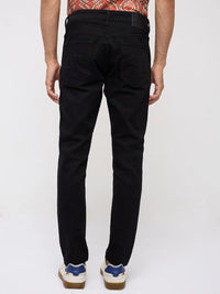 Men Kano Jeans Slim Fit Black Mid Rise