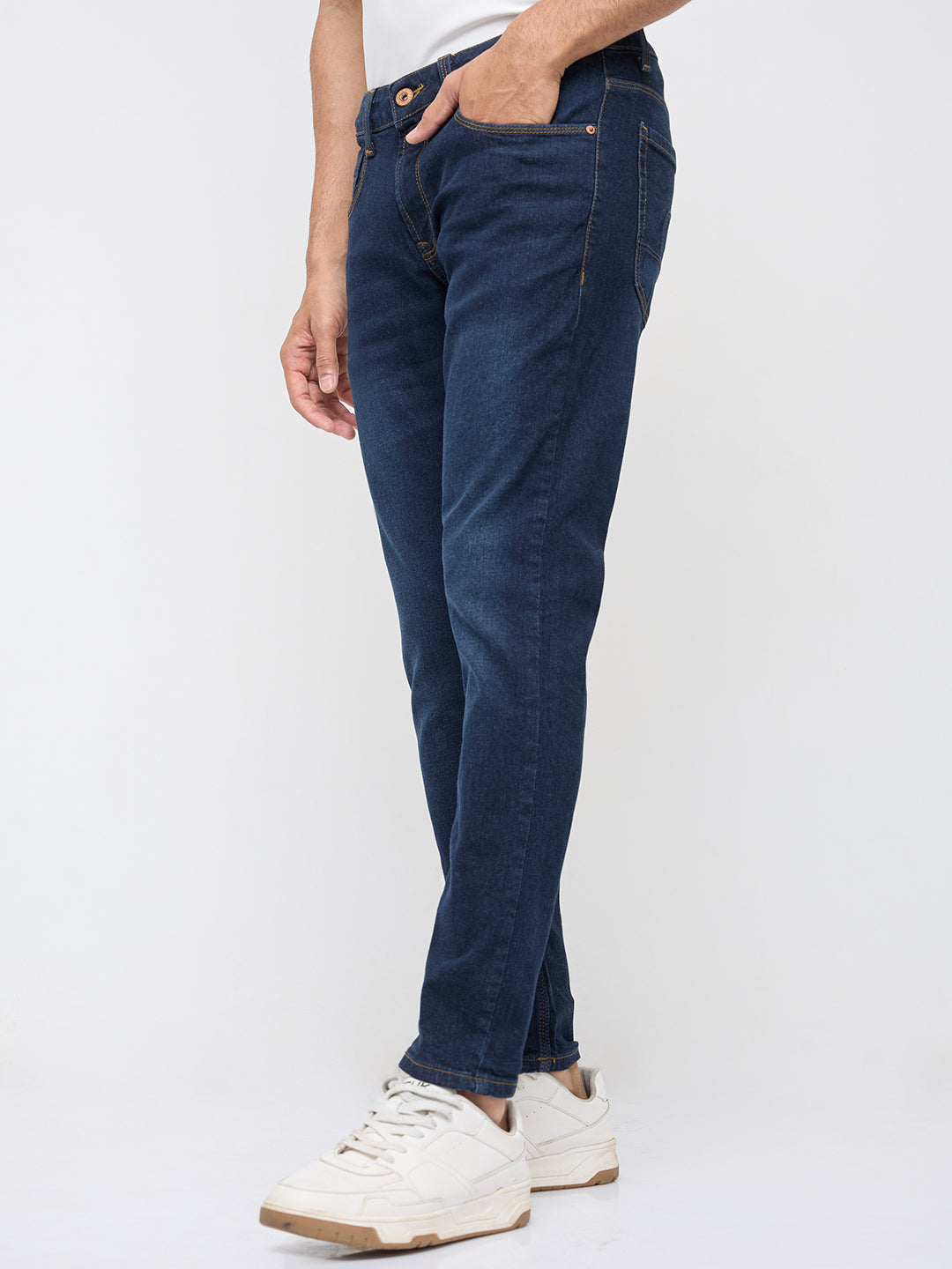 Men Kano Jeans Slim Fit Dark Blue Mid Rise