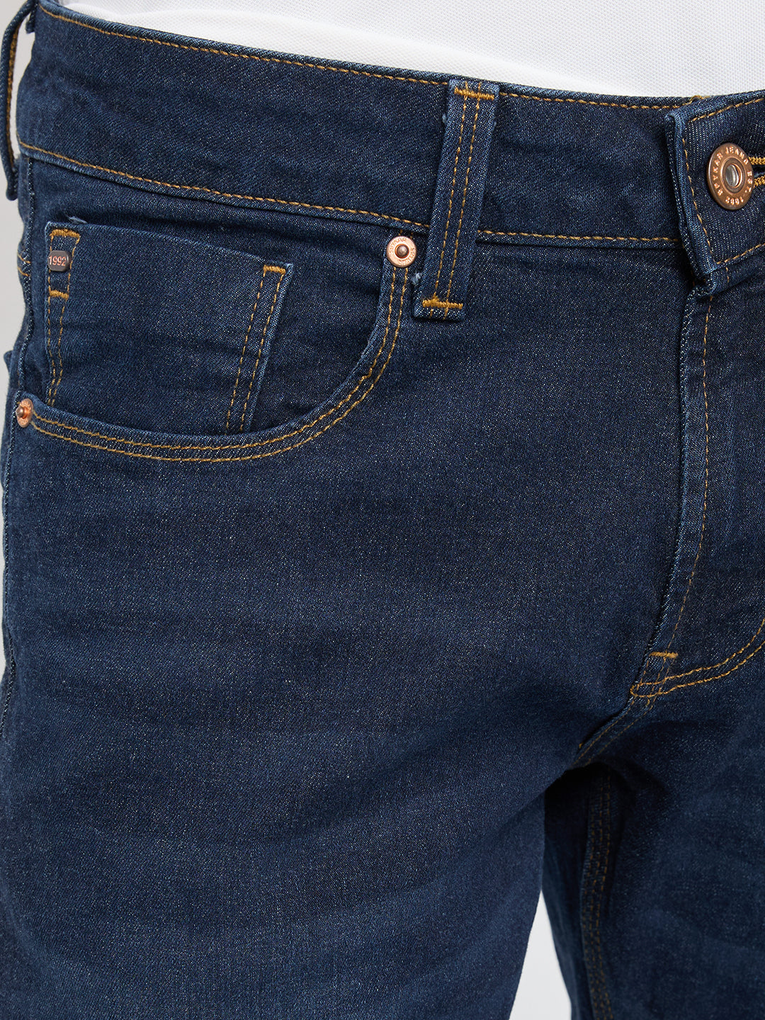 Men Kano Jeans Slim Fit Dark Blue Mid Rise