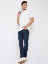 Men Kano Jeans Slim Fit Dark Blue Mid Rise