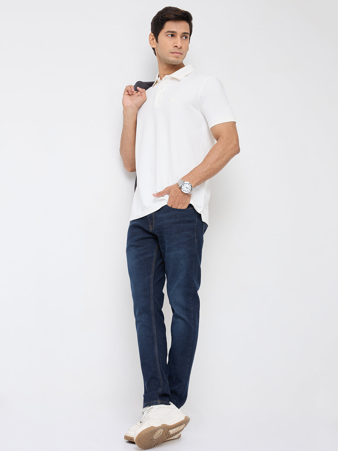 Men Kano Jeans Slim Fit Dark Blue Mid Rise