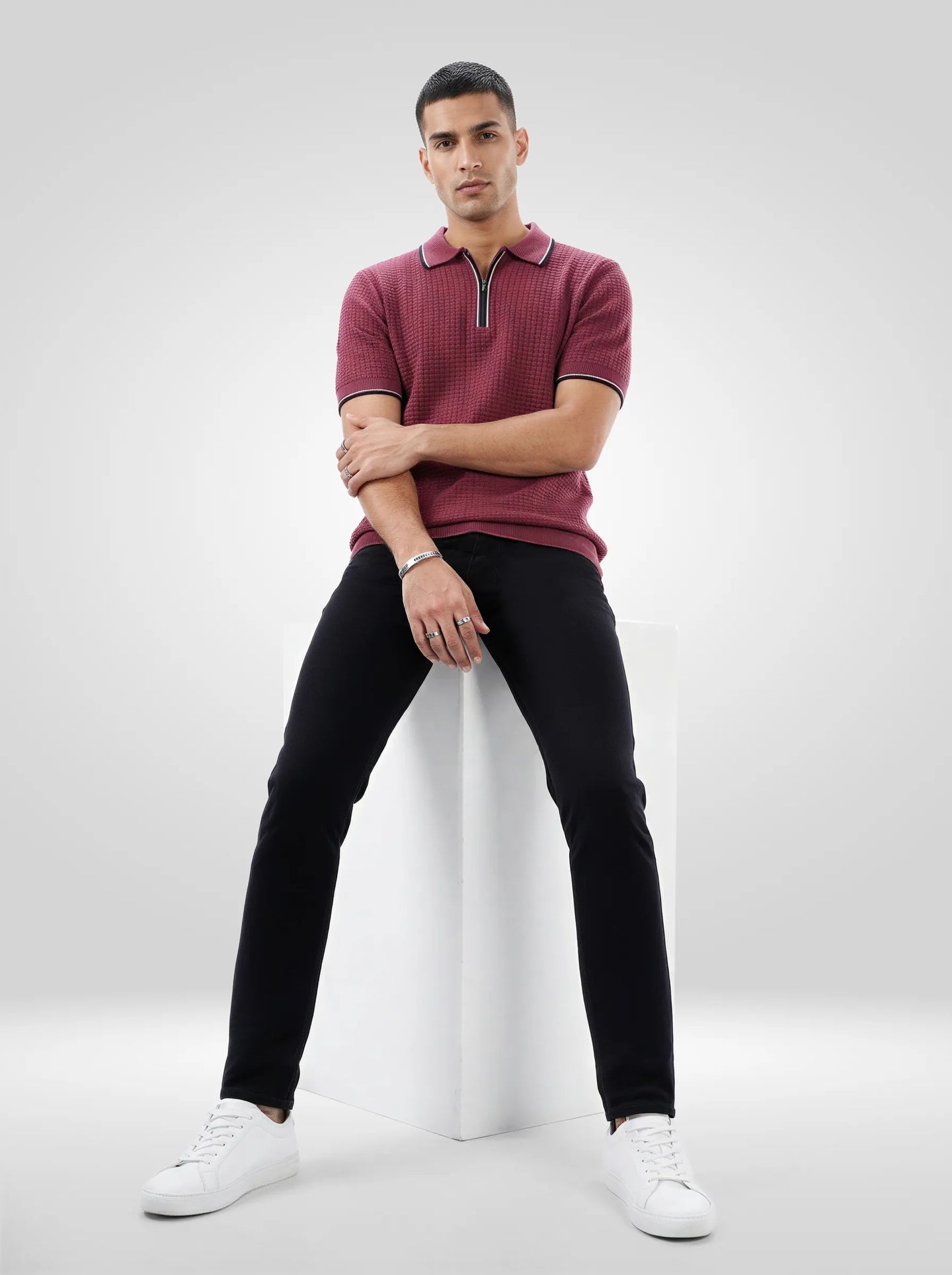 Men Kano Jeans Slim Fit Black Mid Rise