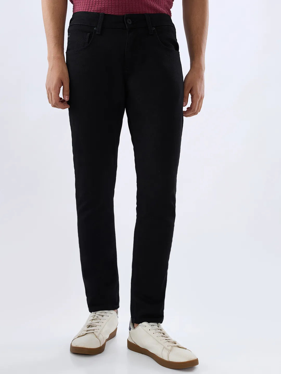Men Kano Jeans Slim Fit Black Mid Rise