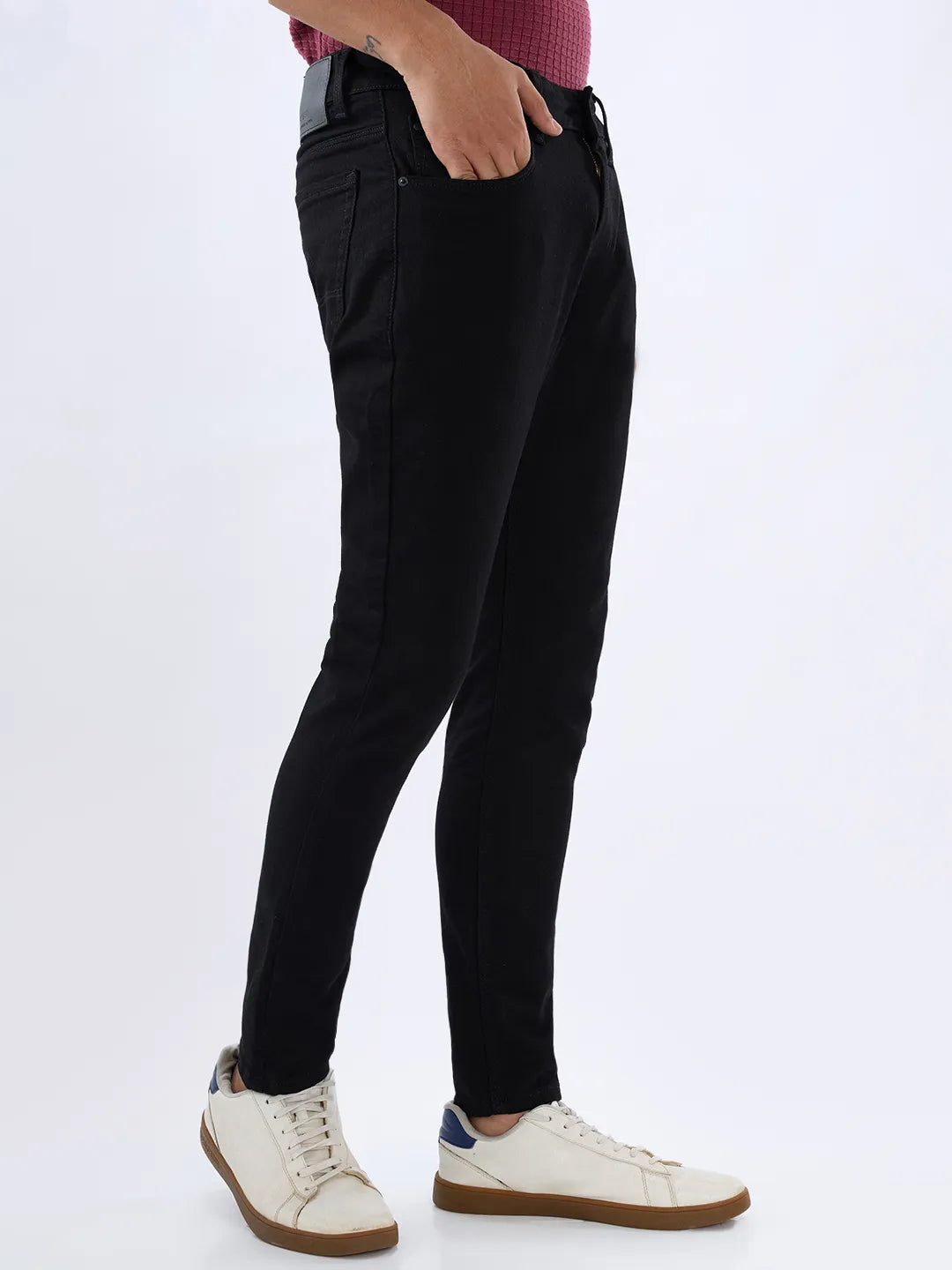 Men Kano Jeans Slim Fit Black Mid Rise