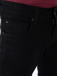 Men Kano Jeans Slim Fit Black Mid Rise